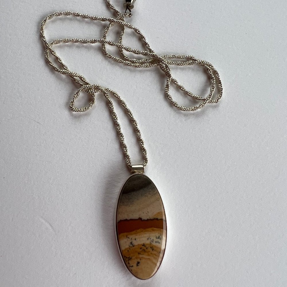 JJI Sterling Silver Jasper necklace - 20" chain